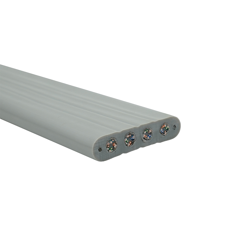 スチールワイヤーと 4 本の Cat6 パッチケーブル付きエレベーターフラットケーブル